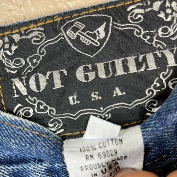 Vintage Not Guilty Celestial Medium Dark Wash Denim High Waisted Shorts - Picture 7 of 8